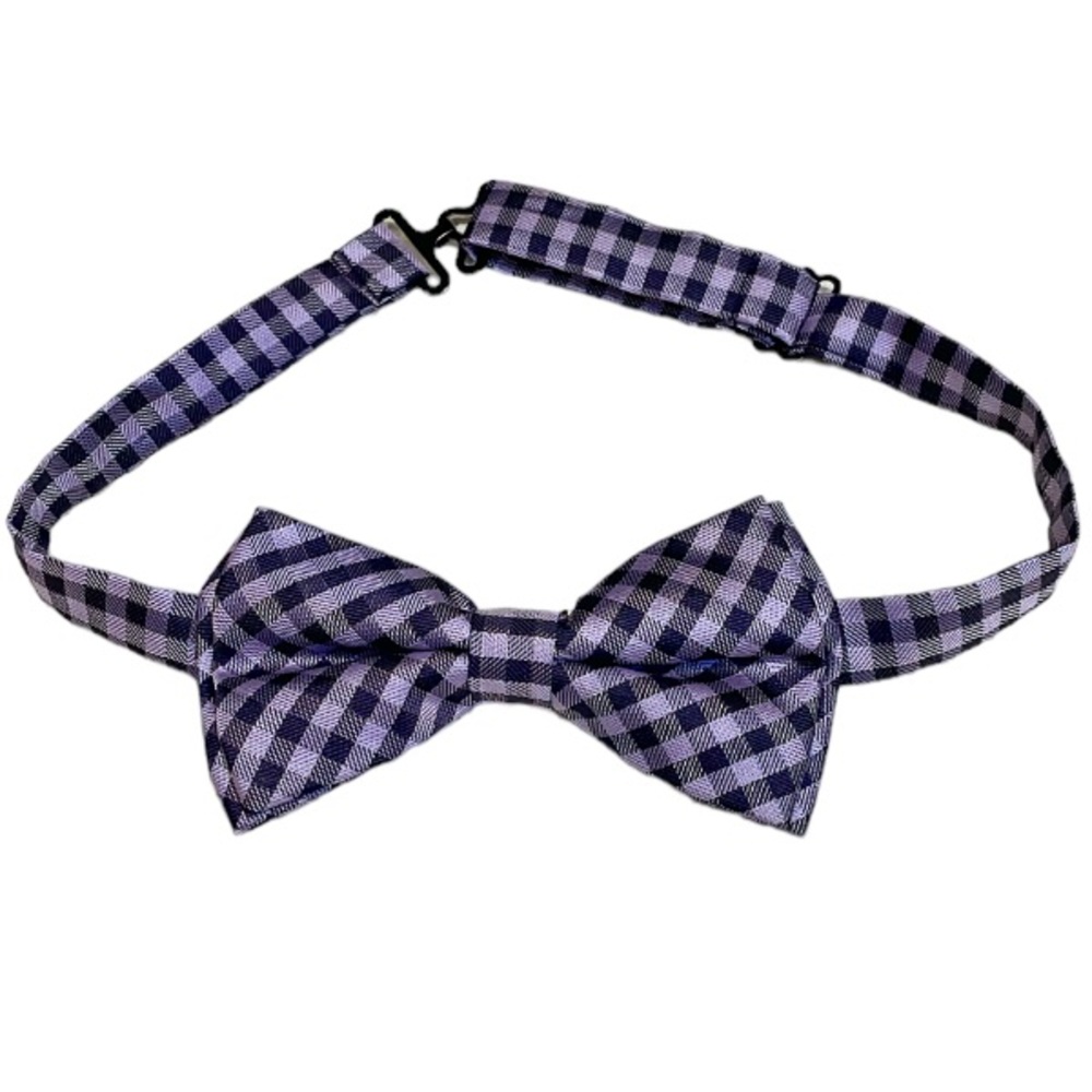 Men’s purple black plaid print adjustable bow tie one size